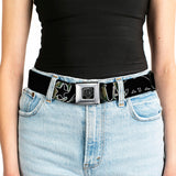 BD Wings Logo CLOSE-UP Full Color Black Silver Seatbelt Belt - CALIFORNIA/Bear Silhouette Black/Camo Olive Webbing