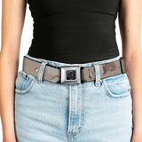 BD Wings Logo CLOSE-UP Full Color Black Silver Seatbelt Belt - Desert Camo Tans/Browns Webbing - Buckle-Down - Flyclothing LLC
