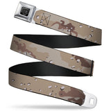 BD Wings Logo CLOSE-UP Full Color Black Silver Seatbelt Belt - Desert Camo Tans/Browns Webbing - Buckle-Down - Flyclothing LLC