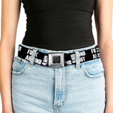 BD Wings Logo CLOSE-UP Black/Silver Seatbelt Belt - FAFO FUCK AROUND AND FIND OUT Bold Black/White Webbing
