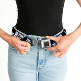 BD Wings Logo CLOSE-UP Black/Silver Seatbelt Belt - FAFO FUCK AROUND AND FIND OUT Bold Black/White Webbing