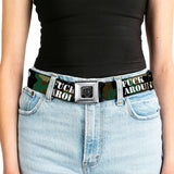 BD Wings Logo CLOSE-UP Black/Silver Seatbelt Belt - FAFO FUCK AROUND & FIND OUT Stencil Camo/White Webbing - Buckle-Down - Flyclothing LLC