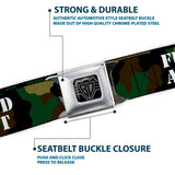 BD Wings Logo CLOSE-UP Black/Silver Seatbelt Belt - FAFO FUCK AROUND & FIND OUT Stencil Camo/White Webbing - Buckle-Down - Flyclothing LLC