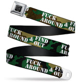 BD Wings Logo CLOSE-UP Black/Silver Seatbelt Belt - FAFO FUCK AROUND & FIND OUT Stencil Camo/White Webbing - Buckle-Down - Flyclothing LLC