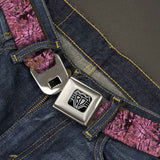 BD Wings Logo CLOSE-UP Full Color Black Silver Seatbelt Belt - Hunting Camo Pinks Webbing - Buckle-Down - Flyclothing LLC