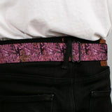 BD Wings Logo CLOSE-UP Full Color Black Silver Seatbelt Belt - Hunting Camo Pinks Webbing - Buckle-Down - Flyclothing LLC