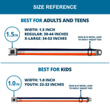 BD Wings Logo CLOSE-UP Full Color Black Silver Seatbelt Belt - Stripe Navy/White/Orange Webbing - Buckle-Down - Flyclothing LLC