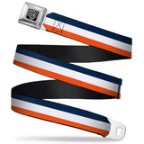 BD Wings Logo CLOSE-UP Full Color Black Silver Seatbelt Belt - Stripe Navy/White/Orange Webbing - Buckle-Down - Flyclothing LLC