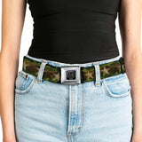 BD Wings Logo CLOSE-UP Full Color Black Silver Seatbelt Belt - Star Camo Olive/Gold Webbing - Buckle-Down - Flyclothing LLC