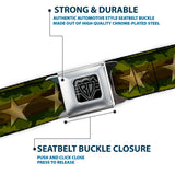 BD Wings Logo CLOSE-UP Full Color Black Silver Seatbelt Belt - Star Camo Olive/Gold Webbing - Buckle-Down - Flyclothing LLC