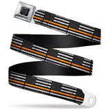 BD Wings Logo CLOSE-UP Black/Silver Seatbelt Belt - Thin Orange Line Flag Weathered Black/Gray/Orange Webbing - Buckle-Down - Flyclothing LLC