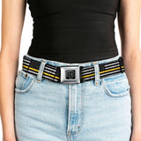 BD Wings Logo CLOSE-UP Black/Silver Seatbelt Belt - Thin Yellow Line Flag Weathered Black/Gray/Yellow Webbing