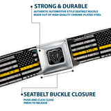 BD Wings Logo CLOSE-UP Black/Silver Seatbelt Belt - Thin Yellow Line Flag Weathered Black/Gray/Yellow Webbing
