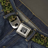 BD Wings Logo CLOSE-UP Full Color Black Silver Seatbelt Belt - Camo Olive/Black Skull Yard2 Webbing - Buckle-Down - Flyclothing LLC