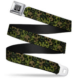 BD Wings Logo CLOSE-UP Full Color Black Silver Seatbelt Belt - Camo Olive/Black Skull Yard2 Webbing - Buckle-Down - Flyclothing LLC