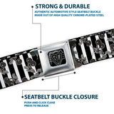 BD Wings Logo CLOSE-UP Full Color Black Silver Seatbelt Belt - Cherries Scattered/Vertical Stripe White/Black/Grays Webbing - Buckle-Down - Flyclothing LLC