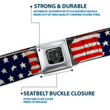 BD Wings Logo CLOSE-UP Full Color Black Silver Seatbelt Belt - Stars & Stripes Painting Webbing - Buckle-Down - Flyclothing LLC