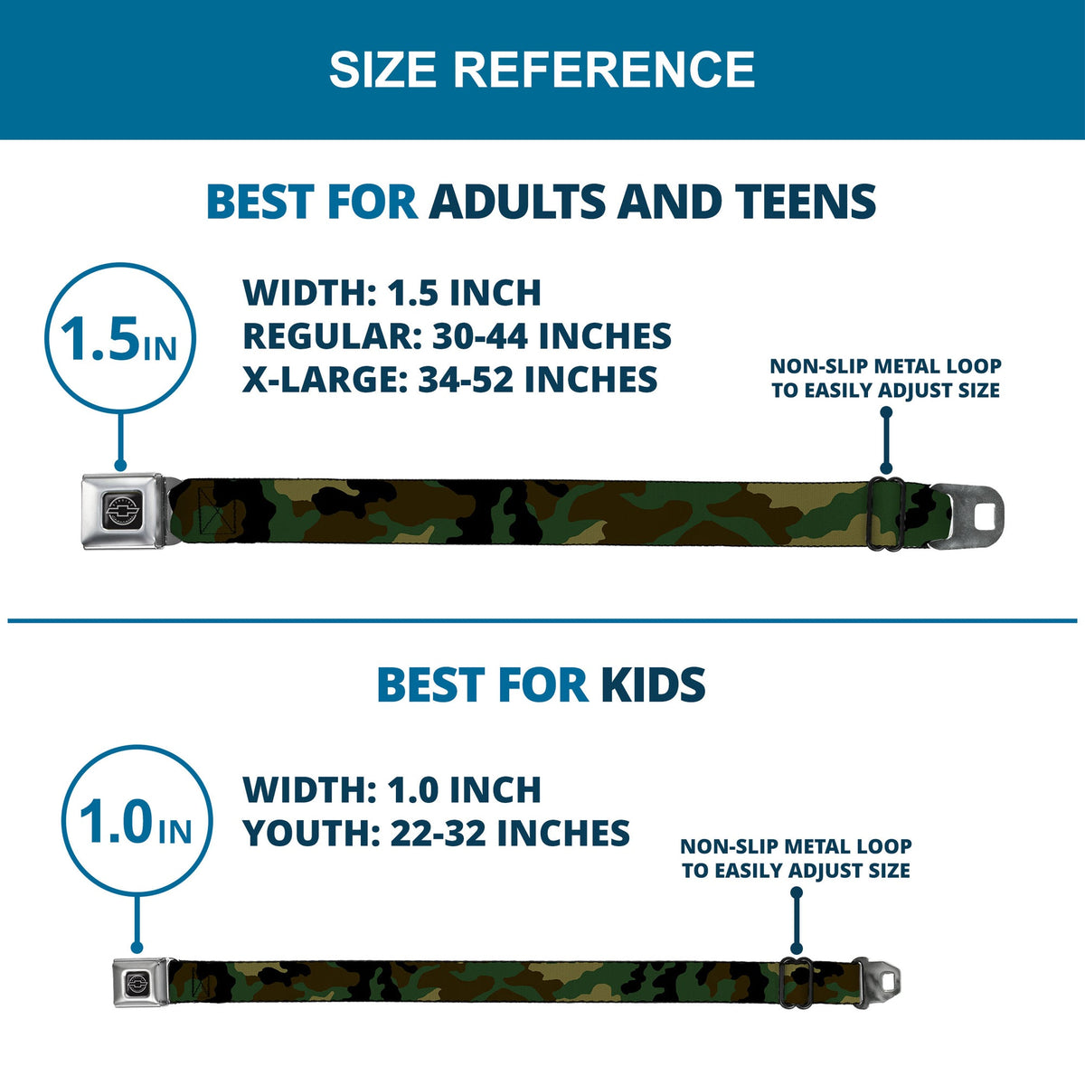 Chevy Seatbelt Belt - Camo Olive Webbing - Buckle-Down - Flyclothing LLC