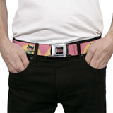 THE APOTHECARY DIARIES Title Logo Full Color Black/Red/White Seatbelt Belt - The Apothecary Diaries Chibi Maomao Cat Pose Pink/Yellow Webbing