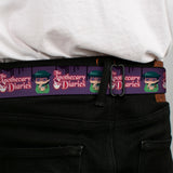 THE APOTHECARY DIARIES Title Logo Full Color Black/Red/White Seatbelt Belt - THE APOTHECARY DIARIES Chibi Maomao Pose and Title Logo Purple Webbing