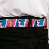 THE APOTHECARY DIARIES Title Logo Full Color Black/Red/White Seatbelt Belt - The Apothecary Diaries Gyokuyo and Lihua Pose Blocks White/Pink/Blue Webbing