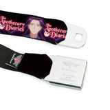 THE APOTHECARY DIARIES Title Logo Full Color Black/Red/White Seatbelt Belt - THE APOTHECARY DIARIES Jinshi Pose and Title Logo Black Webbing