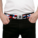 RAM Logo Full Color Black/White Seatbelt Belt - Ram Americana Camo Red/White/Blue/Black Webbing - Buckle-Down - Flyclothing LLC