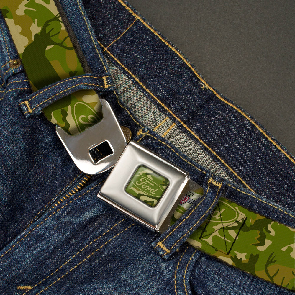 FORD Oval Full Color Deer Hunter Camo Olive Seatbelt Belt - FORD Deer Hunter Camo Olive Webbing - Buckle-Down - Flyclothing LLC
