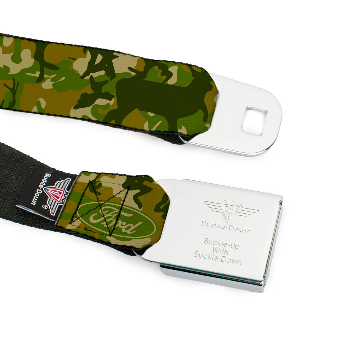 FORD Oval Full Color Deer Hunter Camo Olive Seatbelt Belt - FORD Deer Hunter Camo Olive Webbing - Buckle-Down - Flyclothing LLC