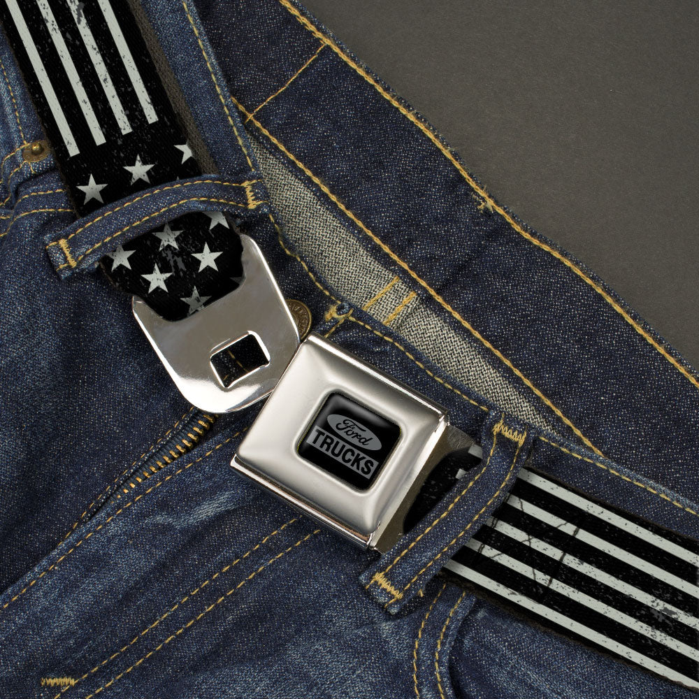 Ford Trucks Seatbelt Belt - Americana Stars & Stripes2 Weathered Black/Gray
