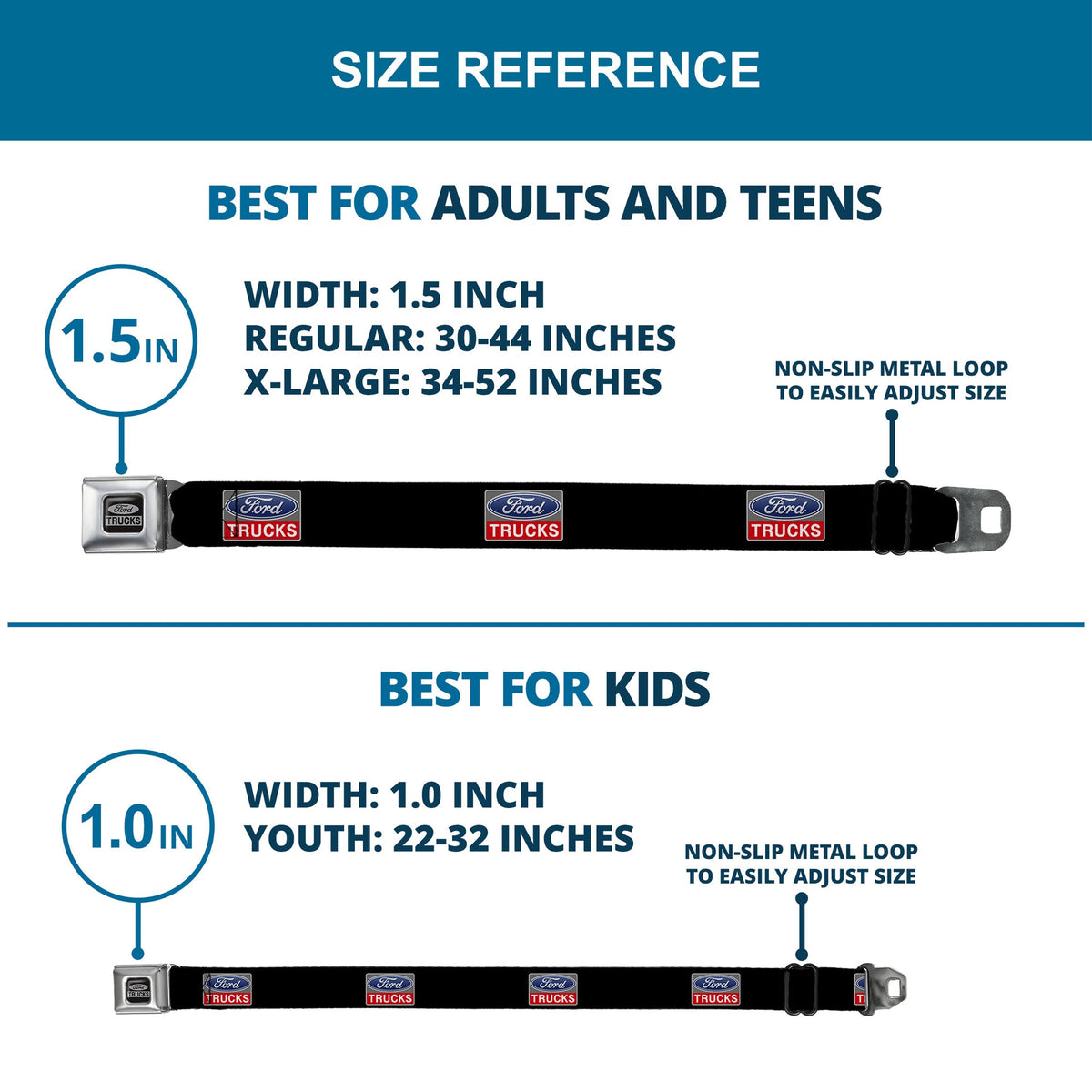 Ford Trucks Seatbelt Belt - Ford Trucks Logo REPEAT Webbing - Buckle-Down - Flyclothing LLC