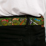Classic TMNT Logo Full Color Seatbelt Belt - Classic Teenage Mutant Ninja Turtles Group Pose CLOSE-UP Camo Turtle Shell Webbing
