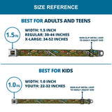 Classic TMNT Logo Full Color Seatbelt Belt - Classic Teenage Mutant Ninja Turtles Group Pose CLOSE-UP Camo Turtle Shell Webbing