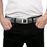 Superman Black Silver Seatbelt Belt - Superman Shield Camouflage Grays Webbing