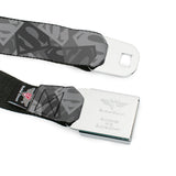 Superman Black Silver Seatbelt Belt - Superman Shield Camouflage Grays Webbing