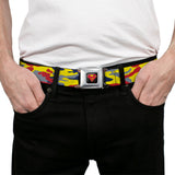Superman Shadow Shield Full Color Black/Red/Yellow Seatbelt Belt - Superman Camo Yellow/Red/Blue/Gray Webbing