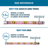 SOUTH PARK Title Logo Full Color Pink/White Seatbelt Belt - South Park PRINCESS KENNY Poses and Text Pinks/White Webbing