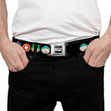 SOUTH PARK Title Logo Full Color Black/White Seatbelt Belt - South Park Boys Face Repeat Black Webbing - Buckle-Down - Flyclothing LLC