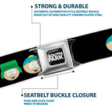 SOUTH PARK Title Logo Full Color Black/White Seatbelt Belt - South Park Boys Face Repeat Black Webbing - Buckle-Down - Flyclothing LLC