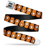 SOUTH PARK Title Logo Full Color Black/White Seatbelt Belt - South Park Kenny Flip Poses Black Webbing - Buckle-Down - Flyclothing LLC