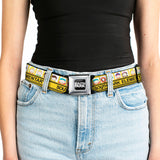 SOUTH PARK Title Logo Full Color Black/White Seatbelt Belt - SOUTH PARK ELEMENTARY School Bus Characters Pose Yellow Webbing