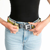 SOUTH PARK Title Logo Full Color Black/White Seatbelt Belt - SOUTH PARK ELEMENTARY School Bus Characters Pose Yellow Webbing