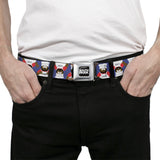 SOUTH PARK Title Logo Full Color Black/White Seatbelt Belt - South Park Chef Pose Flips Blue Webbing