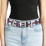 SOUTH PARK Title Logo Full Color Black/White Seatbelt Belt - South Park Chef Pose Flips Blue Webbing