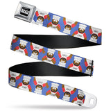 SOUTH PARK Title Logo Full Color Black/White Seatbelt Belt - South Park Chef Pose Flips Blue Webbing