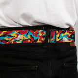 SOUTH PARK Title Logo Full Color Black/White Seatbelt Belt - South Park Cartman Camo Black/Red/Yellow/Blue Webbing