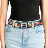 SOUTH PARK Title Logo Full Color Black/White Seatbelt Belt - South Park Cartman Camo Black/Red/Yellow/Blue Webbing