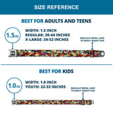 SOUTH PARK Title Logo Full Color Black/White Seatbelt Belt - South Park Cartman Camo Black/Red/Yellow/Blue Webbing