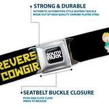 SOUTH PARK Title Logo Full Color Black/White Seatbelt Belt - South Park Butters REVERSE COWGIRL Toilet Pose Black/Yellow Webbing - Buckle-Down - Flyclothing LLC