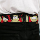 SOUTH PARK Title Logo Full Color Black/White Seatbelt Belt - South Park Goth Kids Expressions Red Webbing - Buckle-Down - Flyclothing LLC